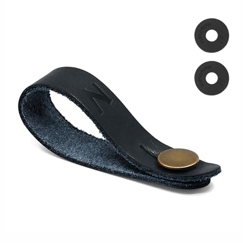 Nefelibata Guitar Strap Lock, Leather Button for Acoustic, Ukulele & Mandolin — Black