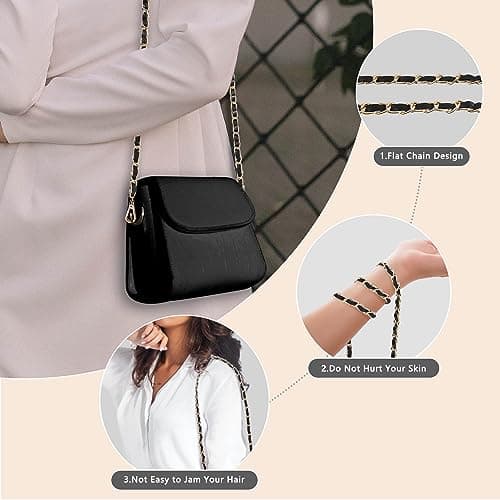 Black & Gold Metal Chain Strap for Purse, 47" Replacement (DIY Bag Accessory)