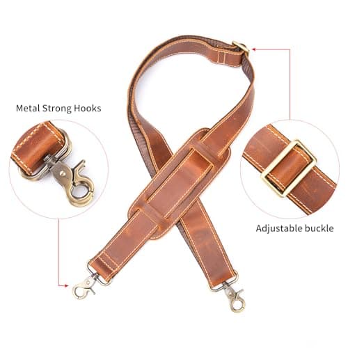 NIUCUNZH Genuine Leather Shoulder Strap, 60 Inch Adjustable, Comfort Pad Included