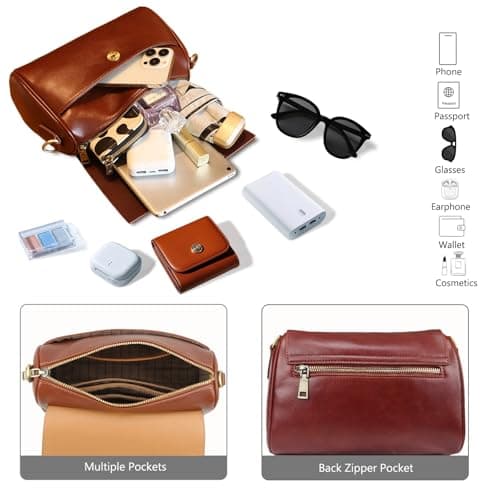 Premium Vegan Leather Shoulder Bag for Women, Detachable 2-Strap Crossbody
