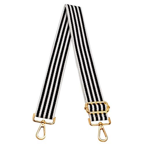 Women's Adjustable Jacquard Woven Purse Strap for Crossbody Bags — Black White