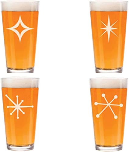 Retro Starbursts Beer Pint Glasses - Set of 4