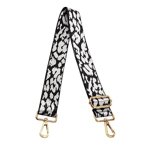 Women's Adjustable Jacquard Woven Purse Strap for Crossbody Bags — Leopard,gold Hardware