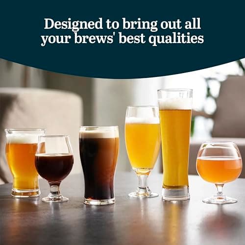 Craft Beer Glasses Set of 6 for Pilsner, Stout, Lager, IPA & More