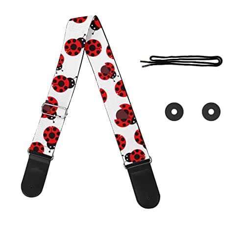 GLENLCWE Adjustable Strap for Acoustic, Electric & Bass Guitars — Red Ladybug