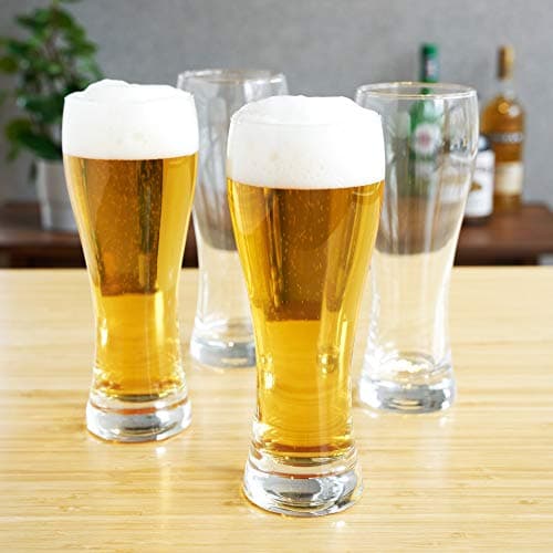 Large Set of 4 Wheat Beer Glasses for Craft Brew Lovers
