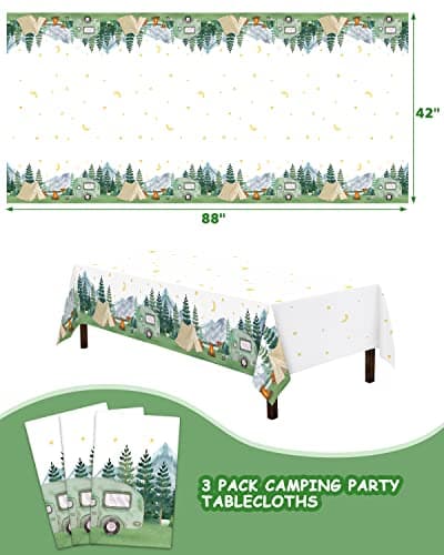 Camping Birthday Decorations Table Cover Set for Kids