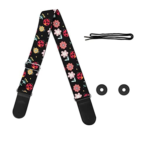 GLENLCWE Colorful Sea Turtle Guitar Strap for Acoustic, Electric & Bass — Beetle Flower