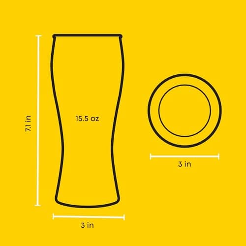 Set of 4 JoyJolt Callen 15.5oz Beer Glasses for Men