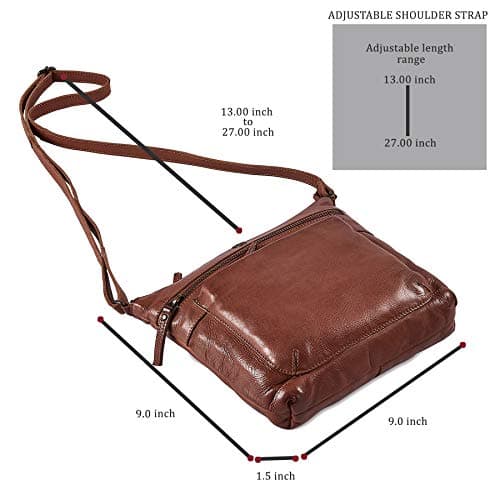 Vintage Real Leather Crossbody Bag for Women Travel Shoulder Purse Small