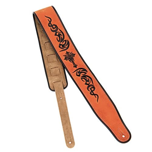 Cross Brown Suede Wide Strap for Bass Guitar | CloudMusic Leather
