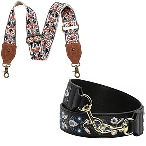 Embroidered Leather Crossbody Bag Strap