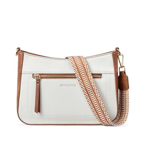 Crossbody Purses for Women Vegan Leather Handbags — A01-beige With Brown