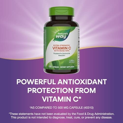 Nature's Way Extra Strength Vitamin C with Rose Hips, Supports Immune & Collagen Health, 100 Capsules