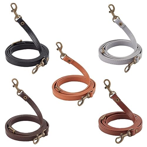 PandaHall 5 Color Cross Body Purse Strap, Adjustable Leather Handles with Platinum Buckles — Dark Colors