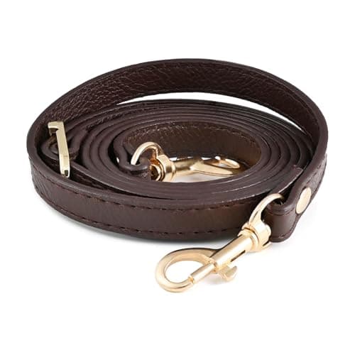 Leather Handbag Straps for Crossbody Replacement — Dark curry with gold buckle