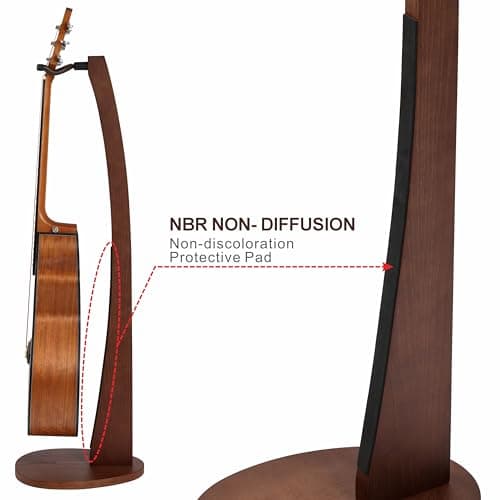Wooden Guitar Stand - Handmade German Ash Solid Wood Stand for Acoustic Guitars, Classical Guitars, Banjos, and Mandolins (Dark Brown)