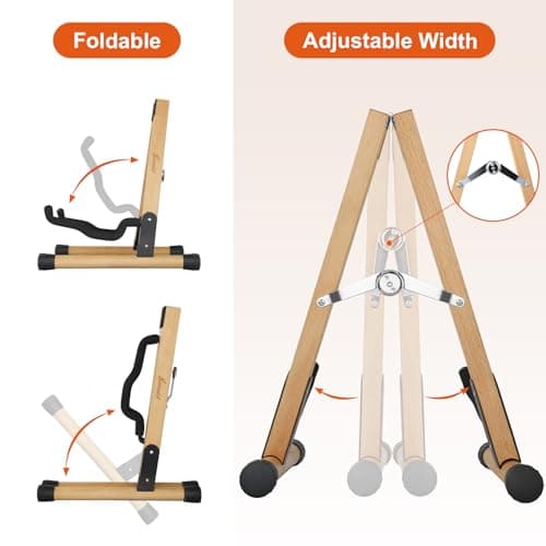 Adjustable Wooden Guitar Stand for Bass, Ukulele, Banjo, Mandolin