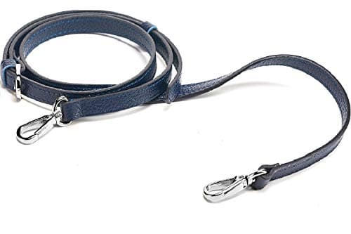 Full Grain Genuine Leather Strap for Crossbody Handbags - LIVE UP — Blue-silver Buckles