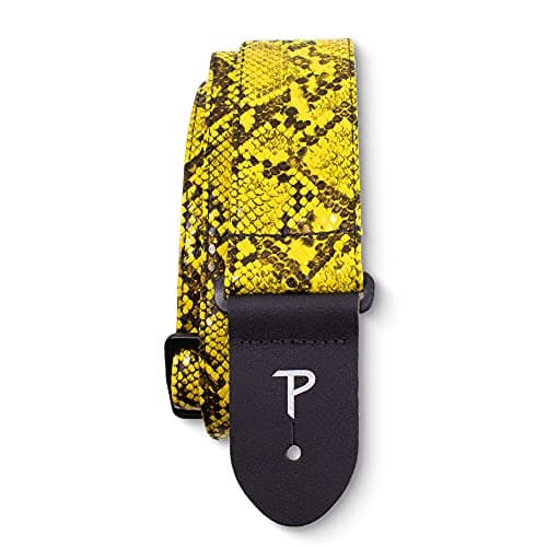 Perri’s Faux Snake Skin Guitar Straps - Jacquard Patterned, Adjustable 40" to 60", Black — Mustard
