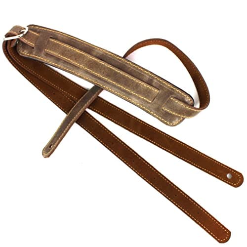 Walker And Williams Vintage Antique Brown Premium Leather Guitar Strap