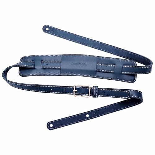 Nefelibata Green Shoulder Pad Guitar/Bass Strap with Bavarian Tumbled Cowhide Lining — Blue