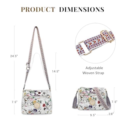 Trendy Dasein Crossbody Purse for Women with Multi Pockets and Guitar Strap