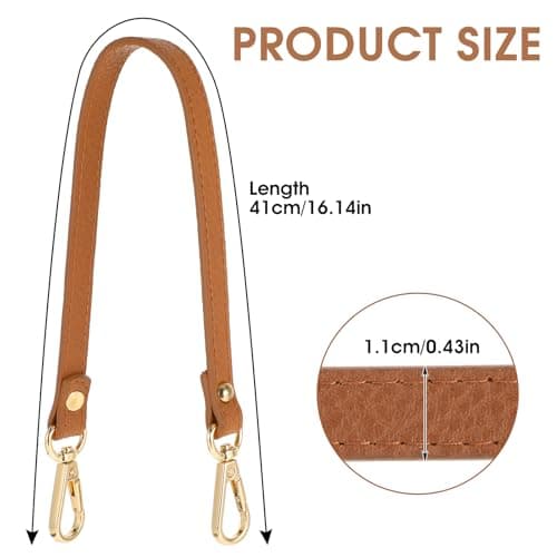 Nogeqi Black Brown 16.14inch Leather Bag Strap, Gold Lock Shoulder Strap