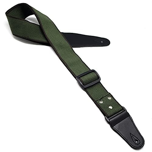 Black Pure Cotton Electric Guitar Strap Belt for Acoustic and Bass — Green