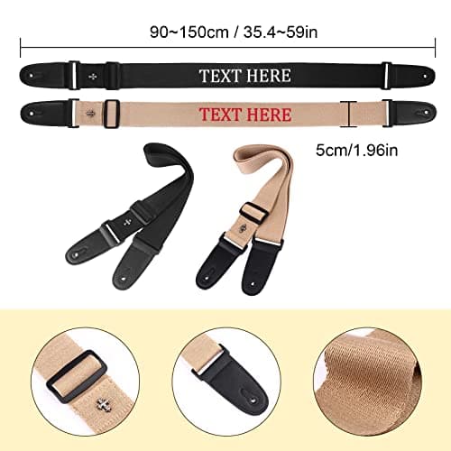 Personalized Black Embroidered Guitar Strap