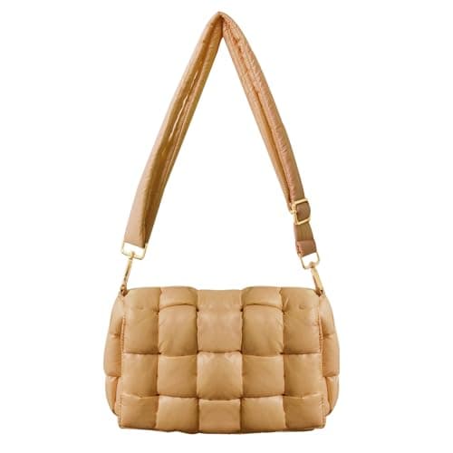 NAARIIAN Quilted Woven Puffer Hobo Bag for Women — Khaki