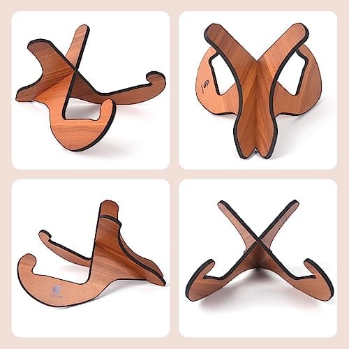 Brown Universal Wooden Floor Guitar Stand with Rubber Edges