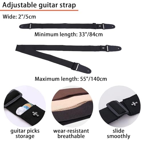 SCORYULE Adjustable Guitar & Bass Strap with Pick Holder