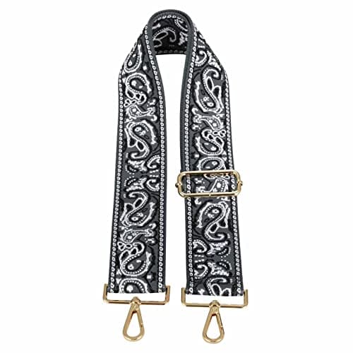 Women's Adjustable Jacquard Woven Purse Strap for Crossbody Bags — Paisley Gray