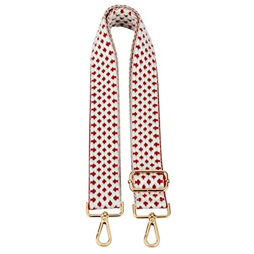 Women's Adjustable Jacquard Woven Purse Strap for Crossbody Bags — Dot Red