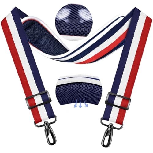 ZINMARK Ultra-Thick Shoulder Strap Crossbody Bag - Black — Blue White Red Stripe