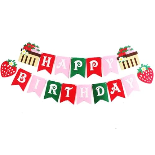 Camping Theme Birthday Party Decorations Kit Banner Topper — Pink red