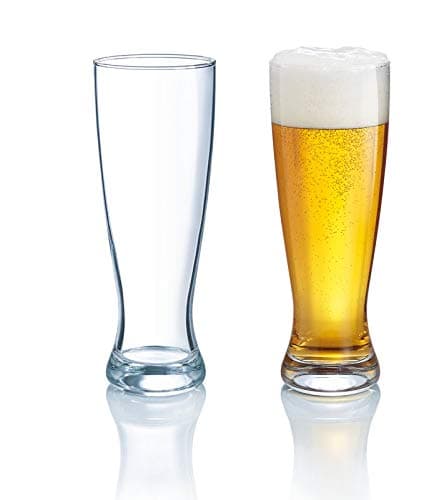 AMZ Empire 16 oz Pilsner Beer Glasses, Pack of 4 with Coasters