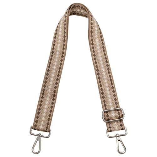 Women's Adjustable Jacquard Woven Purse Strap for Crossbody Bags — Star Brown,silver Hardware