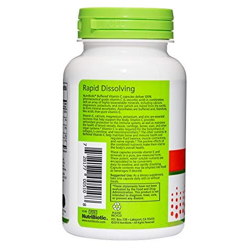 NutriBiotic Buffered Vitamin C 500mg, 100 Caps | Non-GMO, Gluten Free, Antioxidant Support