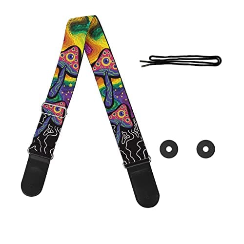 GLENLCWE Adjustable Strap for Acoustic, Electric & Bass Guitars — Mushroom Galaxy Colorful