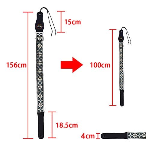 Embroidery Guitar Strap with Plectrum Pocket & Strap Blocks for Acoustic/Electric/Bass