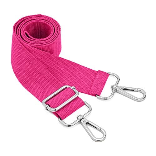 DEVPSISR Wide Shoulder Strap Replacement Adjustable Crossbody Canvas Bag — Silver Buckle-rose Red