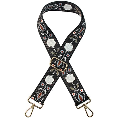 Duwi Wide Multicolor Guitar Style Handbag & Purse Strap — No,black, Pattern