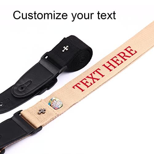 Personalized Black Embroidered Guitar Strap