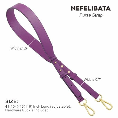Nefelibata Glamour Purple Leather Crossbody Purse Strap with Custom Metal Buckle