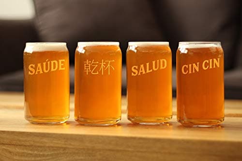 Sante French Cheers Beer Can Pint Glasses - Cute France Themed Party Decor for Men & Women
