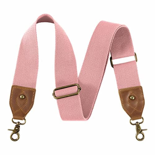 Nefelibata Purse Strap - Wide Leather Shoulder Strap with Embroidery — Sakura Pink