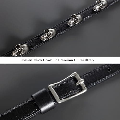 Handmade Vegetable Tanned Cowhide Guitar Strap for Electric and Bass Guitars