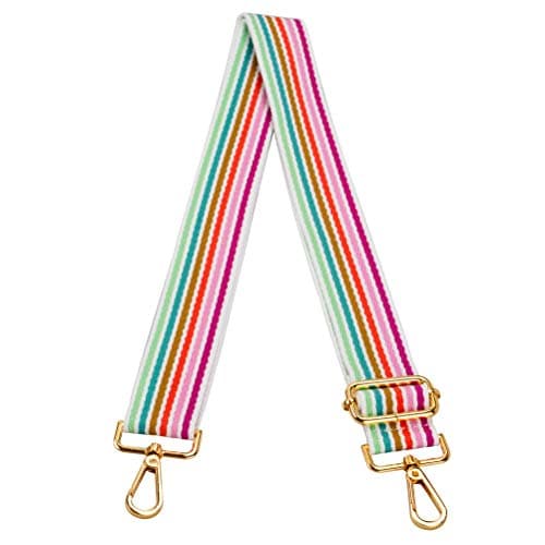 Women's Adjustable Jacquard Woven Purse Strap for Crossbody Bags — Colourful White